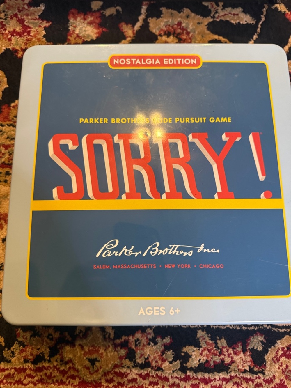 Sorry! Nostalgia Edition Board Game by Parker Brothers - Tin complete game